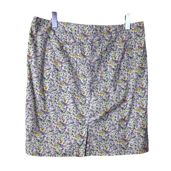J. Jill Skirt Cream Blue Multi Floral Live-in-Chino Casual Pockets Size 14 Plus - Picture 4 of 12